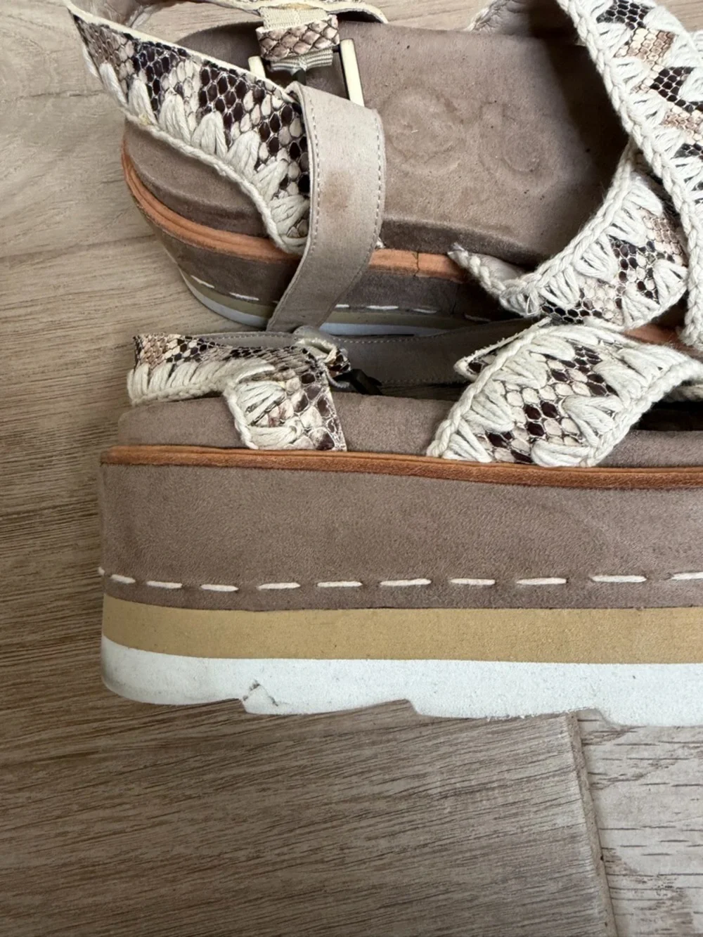 Mou Woven Platform Sandals in Beige - Women Shoes